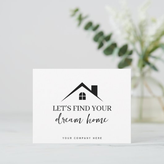 Laten we je droomhuis vinden briefkaart (Staand voorkant)