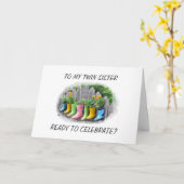 LATEN WE JE VERJAARDAG VIEREN, TWEELINGZUS KAART (Gele Bloem)