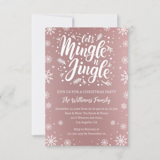 Laten we jingle en mengen kerstfeest roze wit kaart (Voorkant)