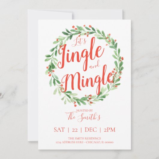 Laten we Jingle en Mingle Holiday Party Invitation Kaart (Voorkant)