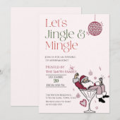 Laten we Jingle en Mingle, Santa Cocktail Party Kaart (Voorkant / Achterkant)