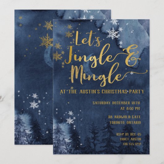 Laten we Jingle & Mingle Holiday Party Kaart (Voorkant / Achterkant)