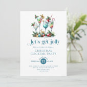 Laten we Jolly Christmas Cocktail Party uitnodigen Kaart (Staand voorkant)