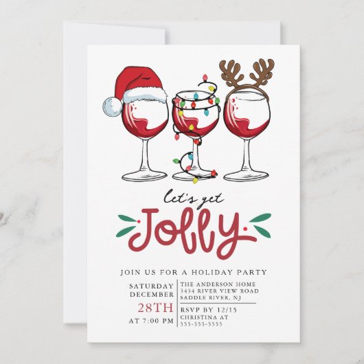 Laten we Jolly Christmas Cocktail Party uitnodigin Kaart (Voorkant)