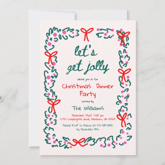 Laten we Jolly Whimsical Hand getrokken kerst Kaart (Voorkant)