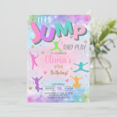 Laten we JUMP en Play meisje verjaardag uitnodigin Kaart (Staand voorkant)