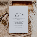 Laten we kalligrafie vieren Modern Elegant Party Kaart<br><div class="desc">We vieren de calligrafie van de moderne elegante feestdag is perfect voor een feestelijke verlovingspartij,  een vrijgezellenfeest,  een pensionering,  een afstuderen,  een bruiloft na een feestje of een evenement of feest. Het eenvoudige en elegante ontwerp kenmerkt klassieke en fancy manuscripttypografie in zwart-wit.</div>