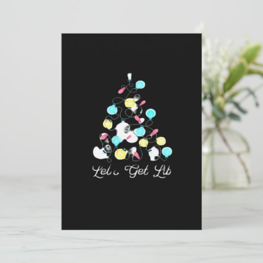 Laten we Kerst Kerstverlichting Lichtgevend Grappi Feestdagenkaart (Staand voorkant)