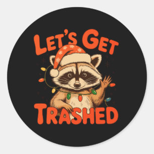 Laten we Kerst Kwijtraken Wasbeer Verwilderde Kers Ronde Sticker