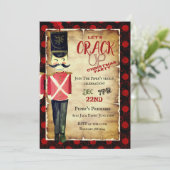 Laten we kerst notenkraker rode uitnodiging kraken (Staand voorkant)