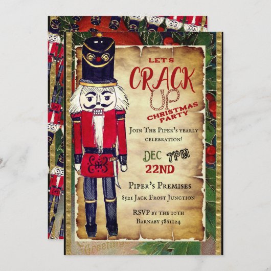 Laten we kerst notenkraker uitnodiging kraken (Voorkant / Achterkant)