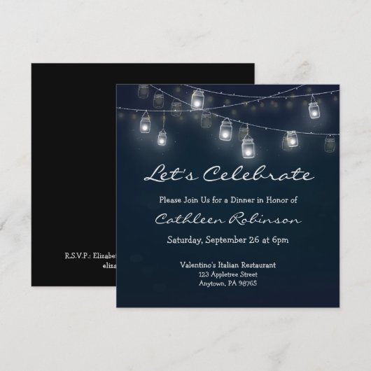 Laten we Kerstmaal Mason Jar Lichten vieren Kaart (Voorkant / Achterkant)