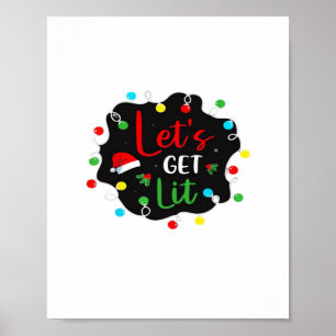 Laten we Kerstmis Drinken met Lichtjes Santa Esse Poster