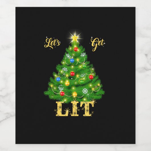 Laten we Kerstmis verlicht krijgen Wijn Etiket (Enkel label)