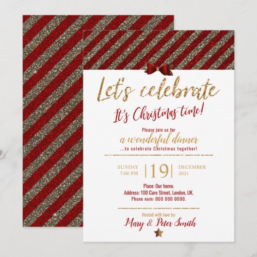 Laten we kerstuitnodiging vieren kaart (Voorkant / Achterkant)