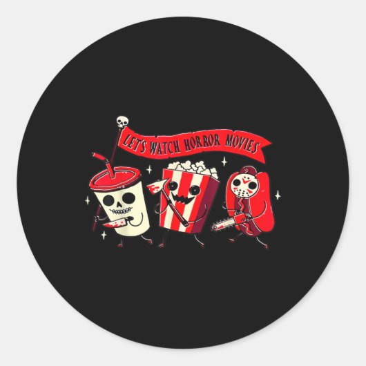 Laten we kijken Horror Films Fun Halloween Kostuum Ronde Sticker (Voorkant)