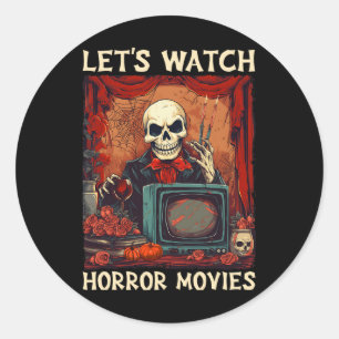 Laten we kijken Horror Films Gothic Halloween Skel Ronde Sticker