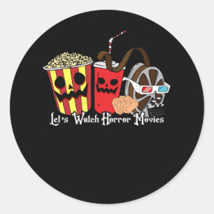 Laten we kijken horror films Halloween kostuum eng Ronde Sticker