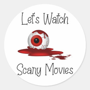 Laten we kijken naar enge films, horror films geob ronde sticker