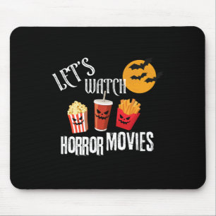 Laten we kijken naar horrorfilms Grappig Halloween Muismat