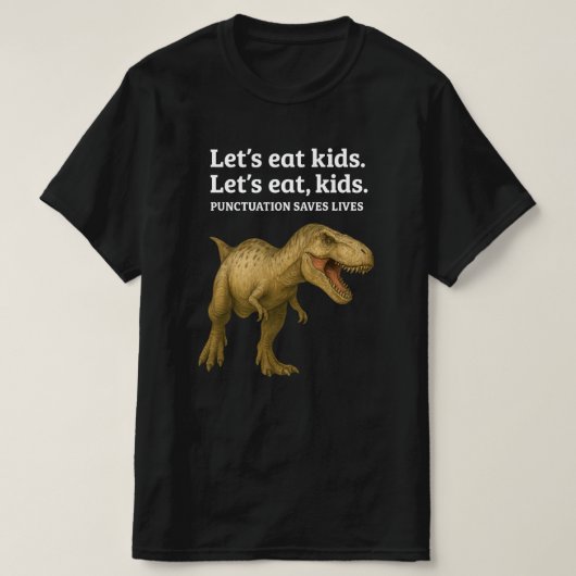 Laten we Kinder beknotting eten en levens redden T-shirt (Design voorkant)