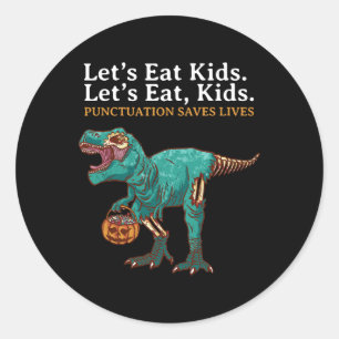 Laten we Kinderen Dinosaurus Zombie Trick Treat Di Ronde Sticker