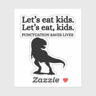 Laten we kinderen eten Leestekens Grammatica Grapp Sticker