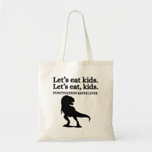 Laten we kinderen eten Leestekens Grammatica Grapp Tote Bag