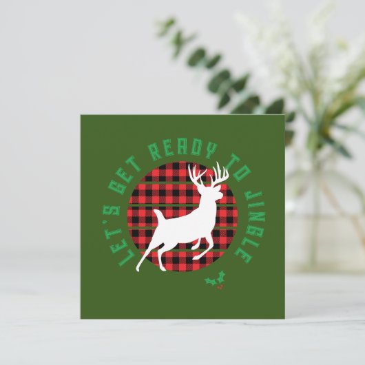 "Laten we klaar zijn om te Jingle" Kerstmis Kaart (Staand voorkant)