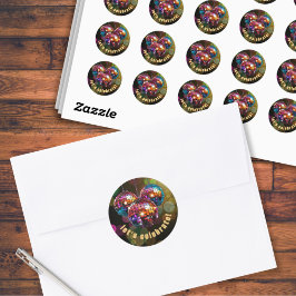 Laten we kleurrijk vieren ronde sticker