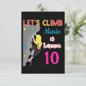 Laten we klimmer meisje kleurrijke verjaardagsfees kaart (Staand voorkant)