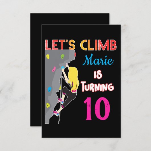 Laten we klimmer meisje kleurrijke verjaardagsfees kaart (Voorkant / Achterkant)