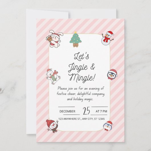 Laten we Klinken & Komen Kerstfeest Uitnodiging – (Voorkant)