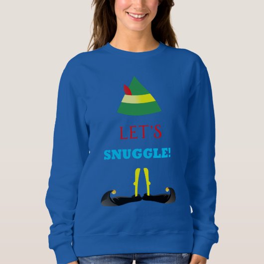Laten we knuffelen Dames blauwe sweatshirt met Elf (Voorkant)