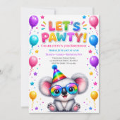 Laten we Koala-verjaardagsfeest Uitnodiging (Voorkant)