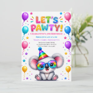 Laten we Koala-verjaardagsfeest Uitnodiging