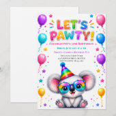 Laten we Koala-verjaardagsfeest Uitnodiging (Voorkant / Achterkant)