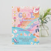 Laten we koel worden bij het zwembad groovy verjaa kaart (Staand voorkant)