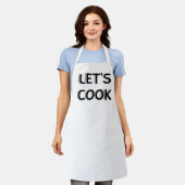 “Laten we koken” Witte Schort – Motiverende chef (Gedragen)