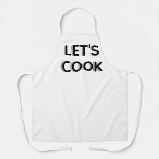 “Laten we koken” Witte Schort – Motiverende chef (Voorkant)