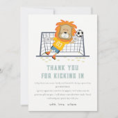 Laten we Leeuw Doelman Voetbal Kinderen Verjaardag Bedankkaart (Voorkant)