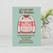 Laten we lelijk worden deze kerst tacky trui feest kaart (Staand voorkant)