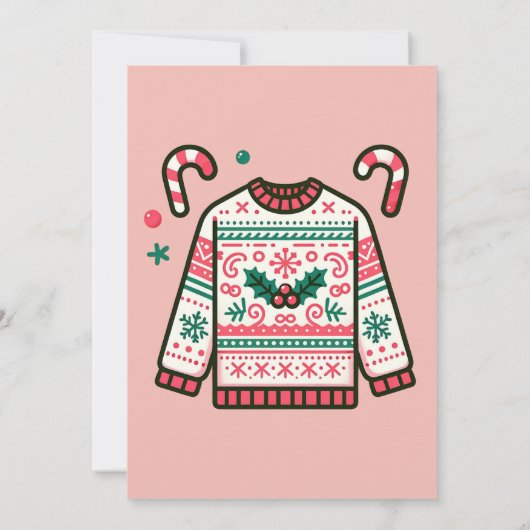 Laten we lelijk worden deze kerst tacky trui feest kaart (Achterkant)