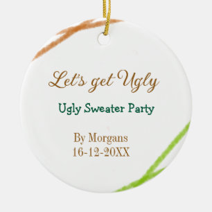 Laten we lelijke Kerst lelijke trui Partyoranje fe Keramisch Ornament