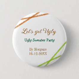 Laten we lelijke Kerst lelijke trui Partyoranje kr Ronde Button 5,7 Cm