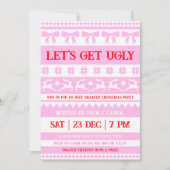 Laten we lelijke kerst lelijke trui roze en rood kaart (Voorkant)