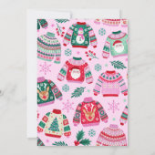Laten we lelijke kerst lelijke trui roze en rood kaart (Achterkant)