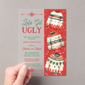 Laten we lelijke kersttrui-feest gaan acryl uitnodigingen (Insitu (Draagbaar))