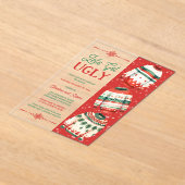 Laten we lelijke kersttrui-feest gaan acryl uitnodigingen (Laagn)