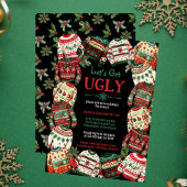 Laten we lelijke kersttrui feest zwart krijgen kaart